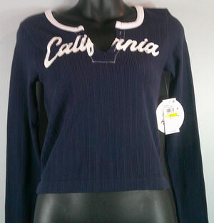 Planet Heart Long Sleeve Cropped Navy top Women's Medium